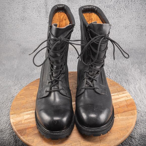 Vtg US Military Vibram 2-97 Insulated Field Combat Boots Black Leather Men 11 R - Picture 2 of 11